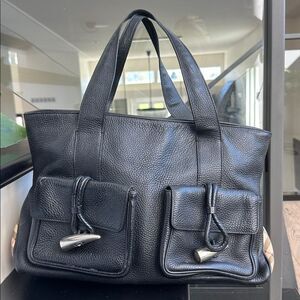 BURBERRY LEATHER NOVACHECK HORN TOGGLE TOTE BAG  purse designer MADE IN ITALY